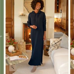 Frank & Eileen Navy James hooded Maxi Dress
